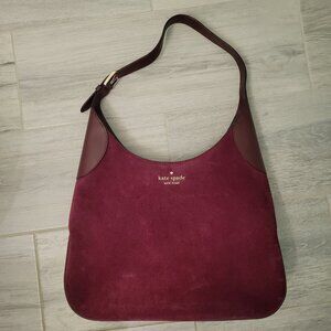 Kate Spade Aster Suede Shoulder Bag Deep Cardinal Burgundy